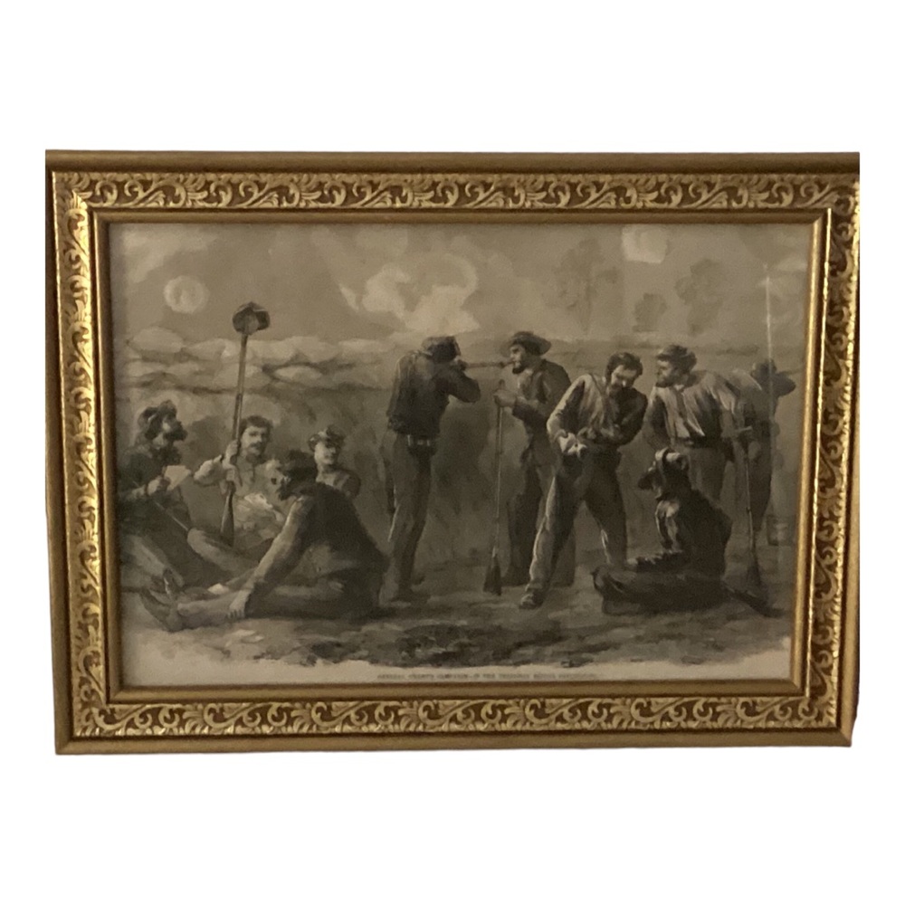 1864 Framed Magazine Engraving Of Grant’s Campsite